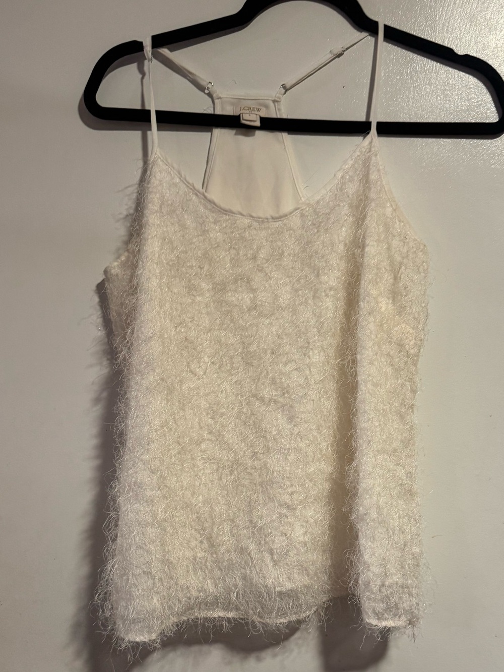 J.Crew Holiday 2016 Ivory Fuzzy Eyelash Cami Top Size 6 F8939